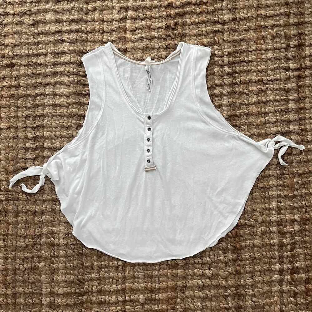 Free People Movement High Tide Tank Top White M Side Tie Sleeveless Athleisure